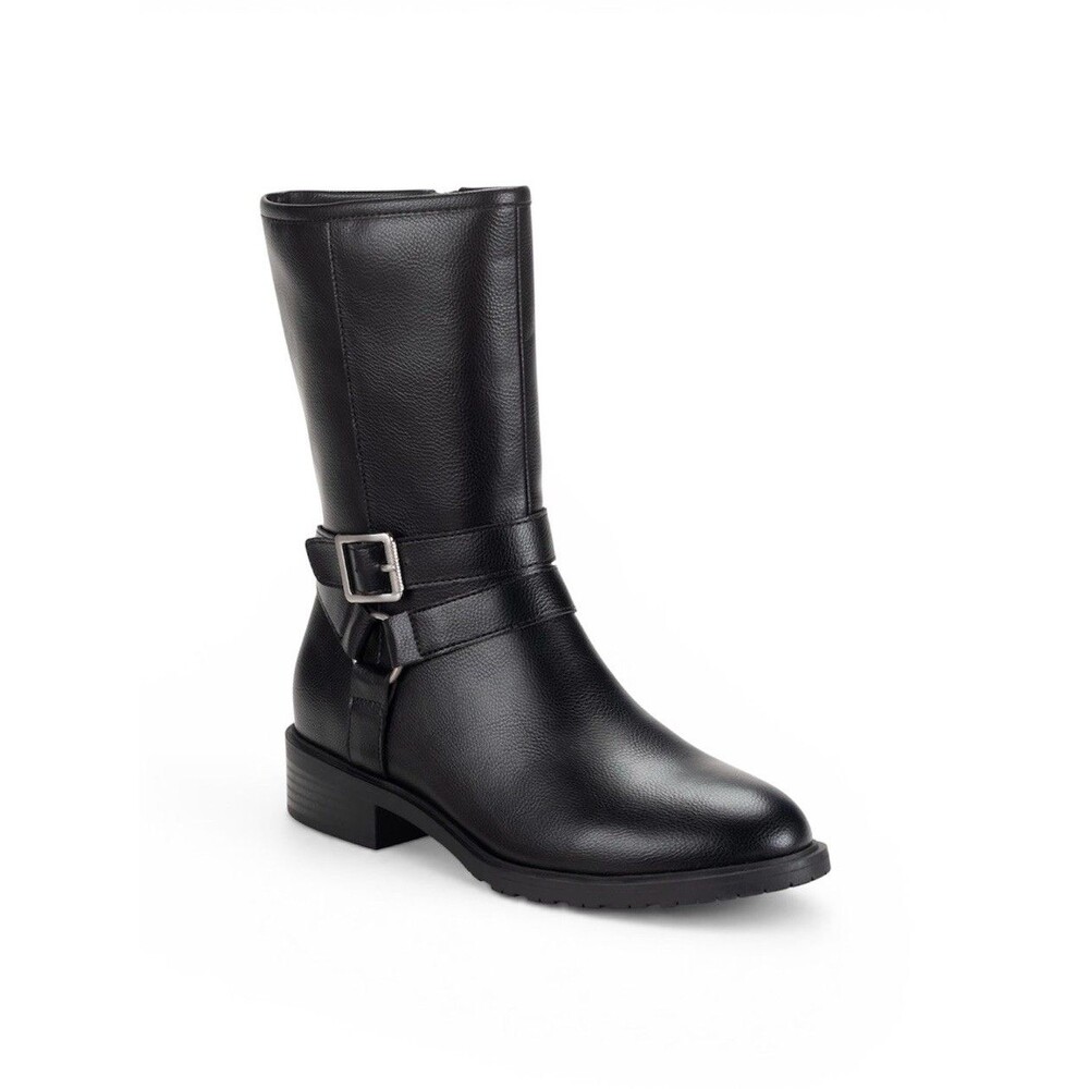 Style & Co Valeriee Womens Mid Shaft Boots 6.5 M Black Smooth Dress Block Heel